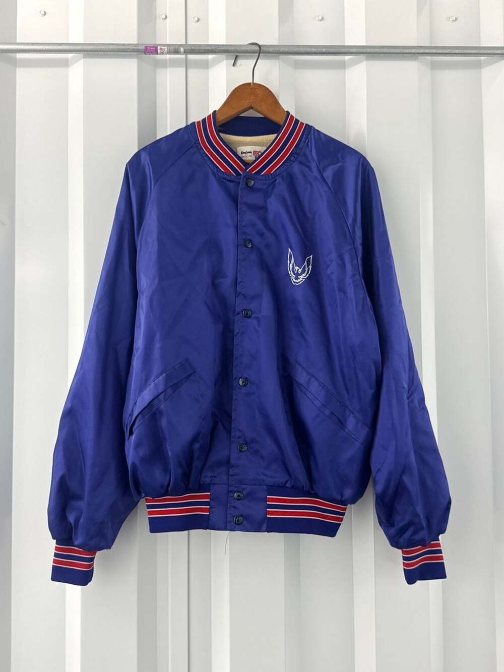 VTG King Louie Pro Fit Satin Varsity Jacket Men's XL Blue Red Bird  Made in USA